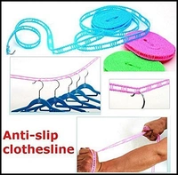 Nylon Clothesline Rope Windproof Anti-Slip Clothes Washing Line Drying Nylon Rope with Hooks 5 Meter Nylon Clothesline Rope (Muli Color)